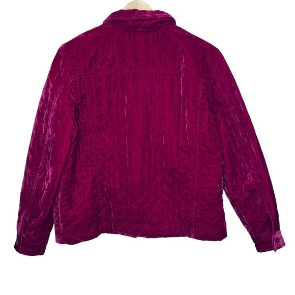 Coldwater Creek Red Quilted Velvet Jacket Size Large Petite - Picture 7 of 10